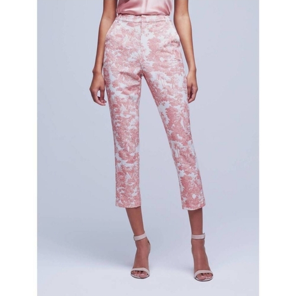 L'Agence Ludivine Rose Tan Tropical Toile Printed Cropped Trousers - Picture 1 of 10